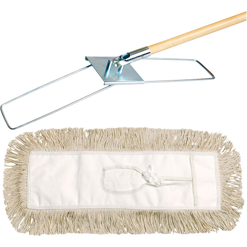 Break-Ezy Dust Mop System, Tie-On Style, Cotton, 48" L x 3-1/2" W Les Fournitures Industrielles Méga