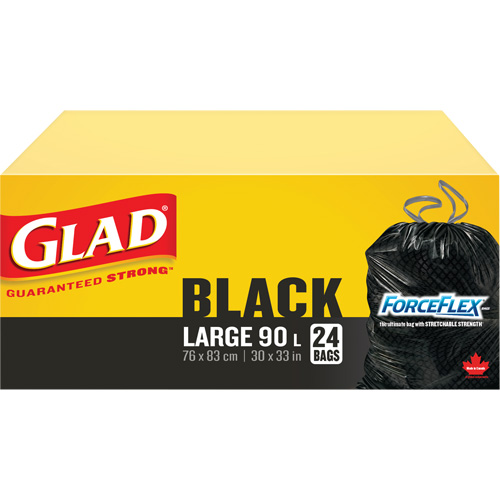 Sacs &agrave; ordures 90 L, R&eacute;gulier, 30" la x 33" lo, Noir Les Fournitures Industrielles Méga