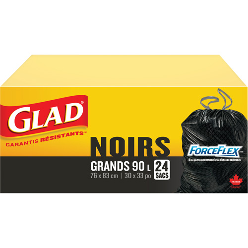 Sacs &agrave; ordures 90 L, R&eacute;gulier, 30" la x 33" lo, Noir Les Fournitures Industrielles Méga