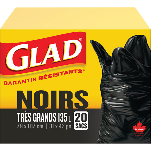 Sacs &agrave; ordures 135 L, R&eacute;gulier, 31" la x 42" lo, Noir Les Fournitures Industrielles Méga