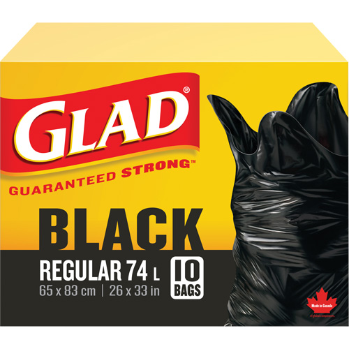 Sacs &agrave; ordures 74 L, R&eacute;gulier, 26" la x 33" lo, Noir Les Fournitures Industrielles Méga