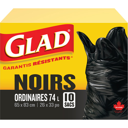 Sacs &agrave; ordures 74 L, R&eacute;gulier, 26" la x 33" lo, Noir Les Fournitures Industrielles Méga