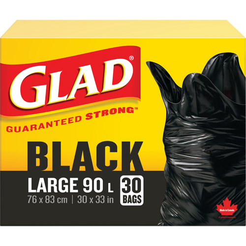 90L Garbage Bags, Regular, 30" W x 33" L, Black Les Fournitures Industrielles Méga