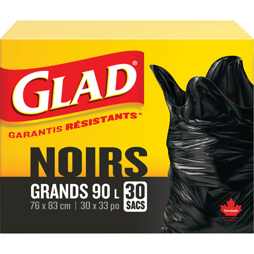 90L Garbage Bags, Regular, 30" W x 33" L, Black Les Fournitures Industrielles Méga