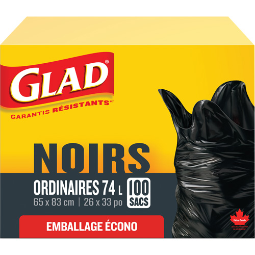 74L Garbage Bags, Regular, 26" W x 33" L, Black Les Fournitures Industrielles Méga
