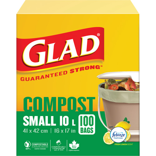 Small Compostable Bags, Regular, 17" L x 16" W, Brown, 10 L (3 Gal.) Capacity Les Fournitures Industrielles Méga