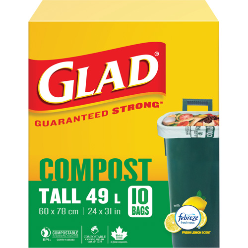 Tall Compostable Bags, Regular, 31" L x 24" W, Brown, 49 L (13 Gal.) Capacity Les Fournitures Industrielles Méga