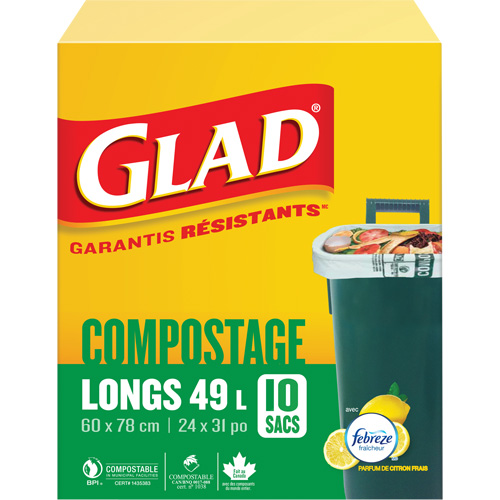 Tall Compostable Bags, Regular, 31" L x 24" W, Brown, 49 L (13 Gal.) Capacity Les Fournitures Industrielles Méga