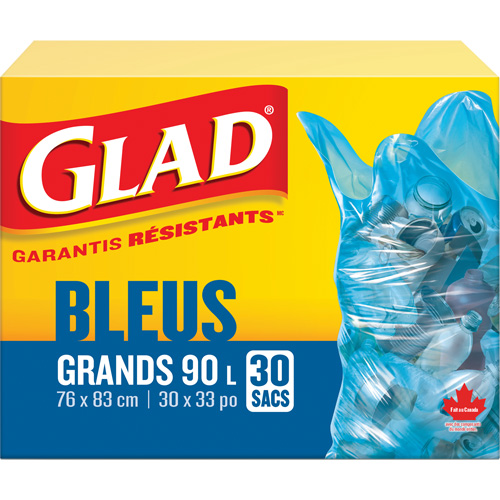 45L Recycling Bags, Regular, 30" W x 33" L, Blue Les Fournitures Industrielles Méga