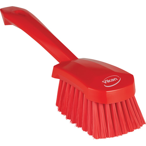 Brosse &agrave; r&eacute;curer avec manche court, Soies Doux, Longueur de 10-1/2", Rouge Les Fournitures Industrielles Méga