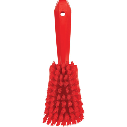 Brosse &agrave; r&eacute;curer avec manche court, Soies Doux, Longueur de 10-1/2", Rouge Les Fournitures Industrielles Méga