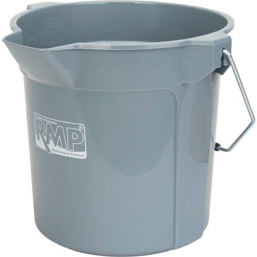 Round Bucket with Pouring Spout, 2.64 US Gal. (10.57 qt.) Capacity, Grey Les Fournitures Industrielles Méga