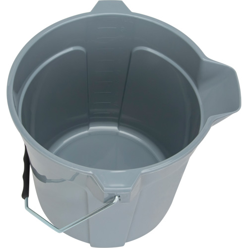 Round Bucket with Pouring Spout, 2.64 US Gal. (10.57 qt.) Capacity, Grey Les Fournitures Industrielles Méga