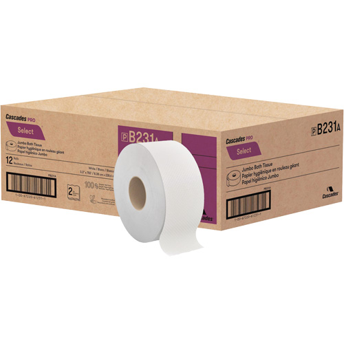 Papier toilette Pro Select, Rouleau G&eacute;ant, 2 Pli, Longueur 750', Blanc Les Fournitures Industrielles Méga