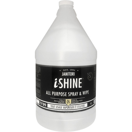 Nettoyant polyvalent &agrave; vaporiser et essuyer Janitori i-Shine, 4 L, Cruche Les Fournitures Industrielles Méga