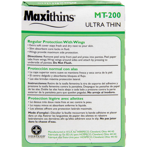 Serviettes Maxi Maxithins ultra minces avec ailes Les Fournitures Industrielles Méga