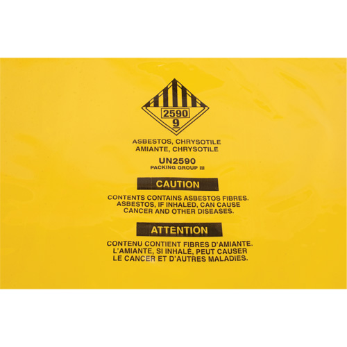 Hazardous Waste Liners, Asbestos, 40" L x 26" W, 3 mils Les Fournitures Industrielles Méga
