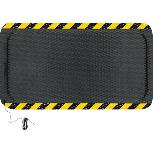 Ensemble de tapis conductible Hog Heaven, 3' la x 5' lo, 7/8" &eacute;paisseur, Noir/Jaune, Nitrile Les Fournitures Industrielles Méga
