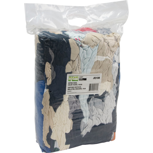 Chiffons fabriqu&eacute;s &agrave; partir de mat&eacute;riaux recycl&eacute;s, Molleton, M&eacute;lange de couleurs, 10 lb Les Fournitures Industrielles Méga