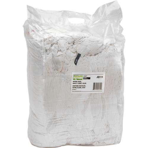 Recycled Material Wiping Rags, Cotton, White, 25 lbs. Les Fournitures Industrielles Méga