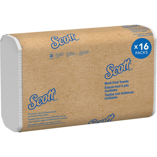 Essuie-tout &agrave; plis multiples en fibres recycl&eacute;es &agrave; 100 % Scott, 1 pli, 9-2/5" lo x 9-1/5" la, 250 /pqt Les Fournitures Industrielles Méga