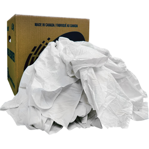 Chiffons recycl&eacute;s, Coton, Blanc, 10 lb Les Fournitures Industrielles Méga