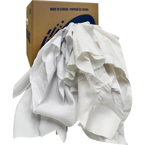 Chiffons recycl&eacute;s, Coton, Blanc, 10 lb Les Fournitures Industrielles Méga