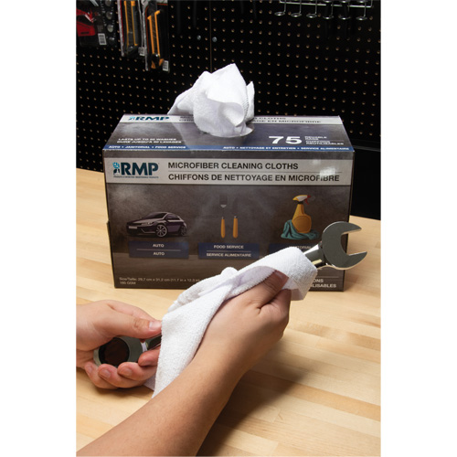Washable Cleaning Cloths, Microfibre, White Les Fournitures Industrielles Méga