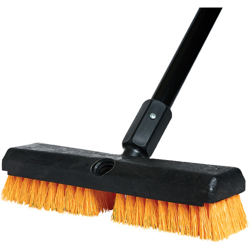 Brosse de nettoyage avec manche, 10" l, Soies Polypropyl&egrave;ne, Noir/Rouge Les Fournitures Industrielles Méga