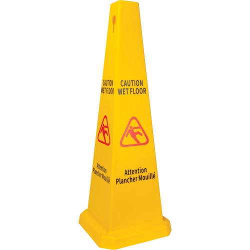 Wet Floor Safety Cone, Bilingual with Pictogram Les Fournitures Industrielles Méga