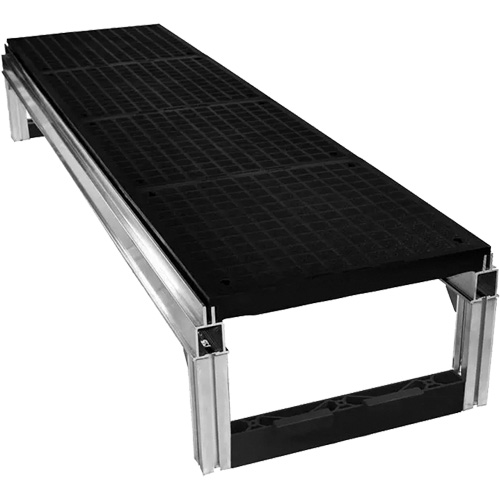 Trousse de plateforme de travail modulaire en aluminium lisse FOUNDATION, 18" la x 72" pr, Capacit&eacute; de 400 lb, Enti&egrave;rement soud&eacute; Les Fournitures Industrielles Méga