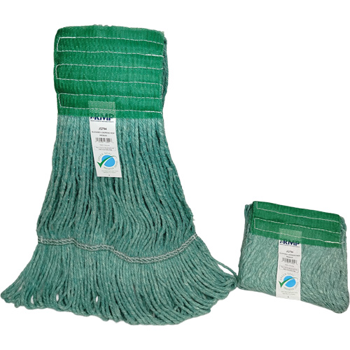T&ecirc;te de vadrouille &agrave; bande large, Antimicrobien/Finition de plancher/Sp&eacute;cialis&eacute;, Coton/Rayonne/Synth&eacute;tique, 16 oz, Style Boucle Les Fournitures Industrielles Méga