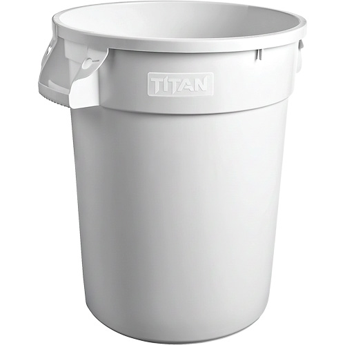 White Titan Heavy-Duty Garbage Container, Plastic, 32 US gal. Les Fournitures Industrielles Méga
