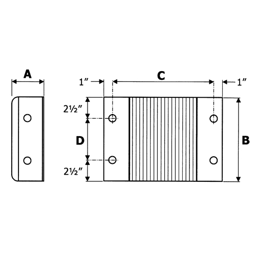 Laminated Dock Bumpers, Horizontal, Rubber, 12" W x 4" D x 10" H Les Fournitures Industrielles Méga