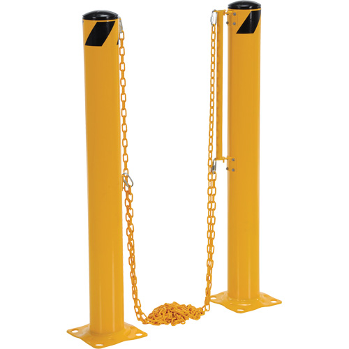 Syst&egrave;me de bornes de protection et chaînes pour quai, Acier, 42" h x 6-5/8" la, Jaune Les Fournitures Industrielles Méga