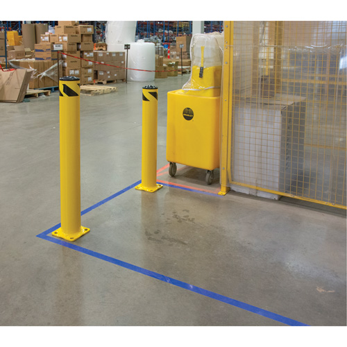 Safety Bollard, Steel, 42" H x 5-1/2" W, Yellow Les Fournitures Industrielles Méga