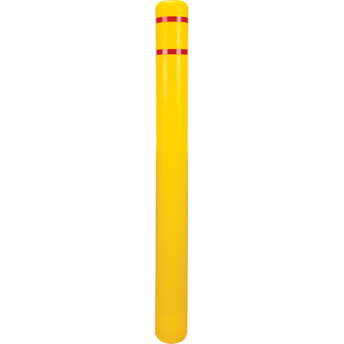 Capuchon en poly&eacute;thyl&egrave;ne pour borne de protection, 4-1/2" dia. x 52" l, Rouge/Jaune Les Fournitures Industrielles Méga