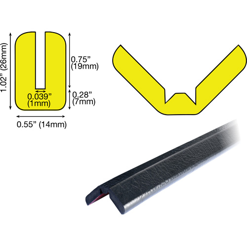 W Profile 1M Edge Protection Bumper Guard, 3.25' (0.99 m) Long Les Fournitures Industrielles Méga