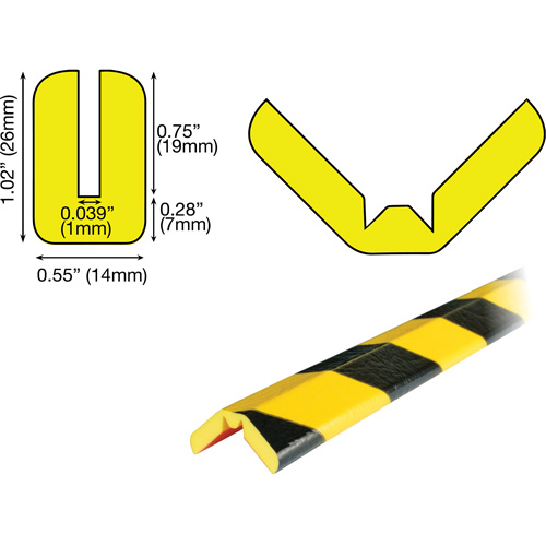 Butoir de protection de rebords mod&egrave;le W 5M, Longueur 16,42' (5 m) Les Fournitures Industrielles Méga