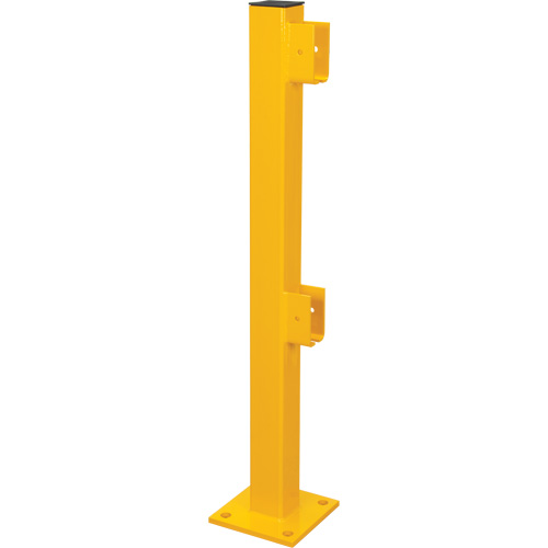 End Post for Light-Duty Guard Rails, Steel, 42" H, Safety Yellow Les Fournitures Industrielles Méga