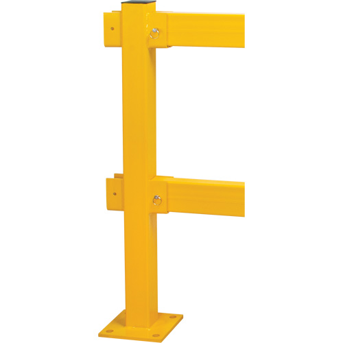 In-Line Post for Light-Duty Guard Rails, Steel, 42" H, Safety Yellow Les Fournitures Industrielles Méga