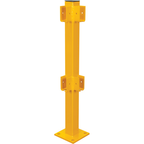 Corner Post for Light-Duty Guard Rails, Steel, 42" H, Safety Yellow Les Fournitures Industrielles Méga