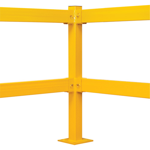 Corner Post for Light-Duty Guard Rails, Steel, 42" H, Safety Yellow Les Fournitures Industrielles Méga