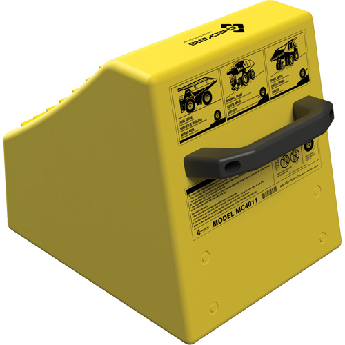 Cale de roue ultra-robuste pour l'exploitation mini&egrave;re Checkers Safety sans support, PEHD, Jaune, 14-1/2" la x 17-1/2" p x 16" h Les Fournitures Industrielles Méga