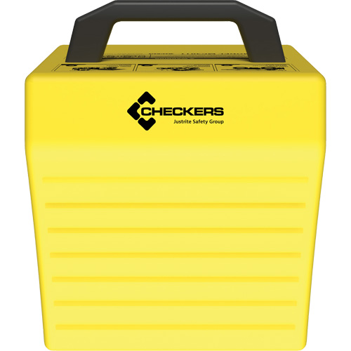 Cale de roue ultra-robuste pour l'exploitation mini&egrave;re Checkers Safety sans support, PEHD, Jaune, 14-1/2" la x 17-1/2" p x 16" h Les Fournitures Industrielles Méga