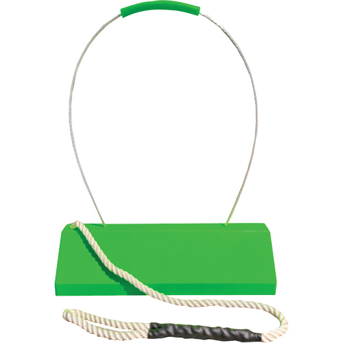 Cale de roue pour avion Checkers Safety SafeRay avec poign&eacute;e ergonomique &agrave; cordage en boucle, Ur&eacute;thane, Vert fluorescent, 24" la x 8" p x 6" h Les Fournitures Industrielles Méga