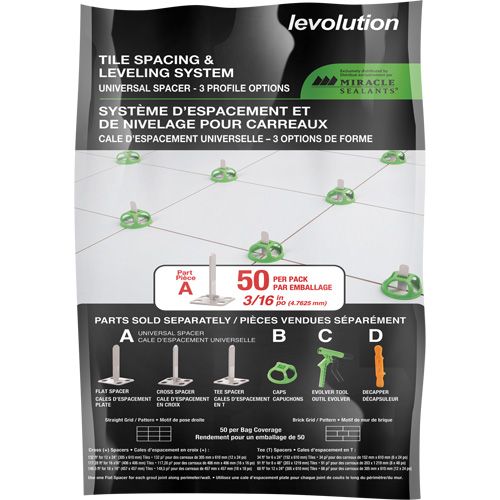 Cales d'espacement universelles Miracle Sealants Levolution Les Fournitures Industrielles Méga
