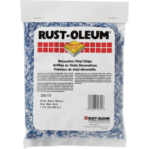 Pastilles de vinyle d&eacute;coratives Concrete Saver, 0,5 kg, Sac, Mlange bleu/blanc Les Fournitures Industrielles Méga