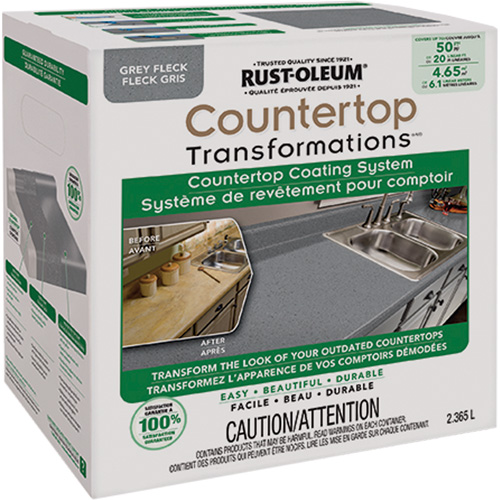 Syst&egrave;me de rev&ecirc;tement mouchet&eacute; pour comptoir Countertop Transformations, 2,37 L, Trousse, Molleton gris Les Fournitures Industrielles Méga