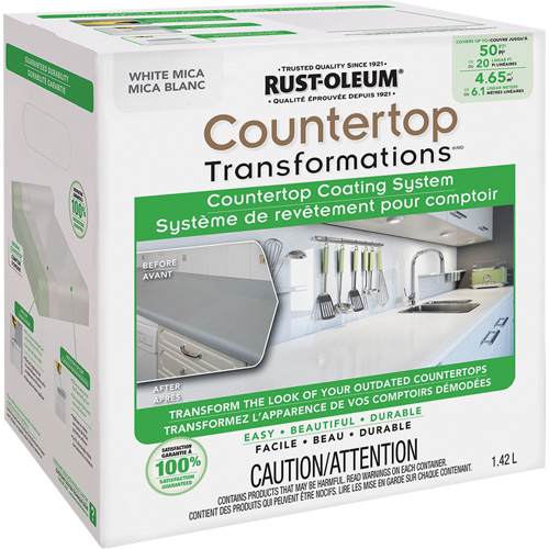 Syst&egrave;me de rev&ecirc;tement au mica pour comptoir Countertop Transformations, 1,42 L, Trousse, Mica blanc Les Fournitures Industrielles Méga